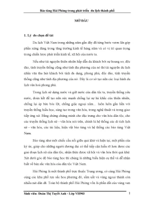 Khoá luận tốt nghiệp bảo tàng hải phòng trong phát triển du lịch thành phố