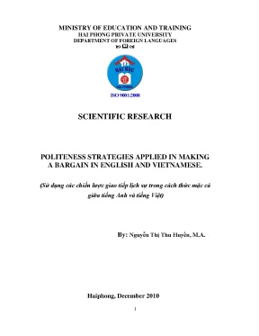 Khoá luận tốt nghiệp politeness strategies applied in making a bargain in english and vietnamese