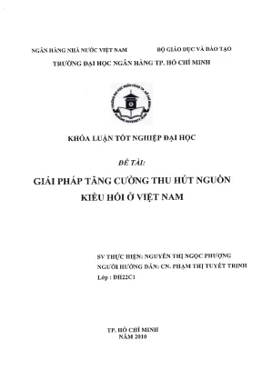 Giải pháp tăng cường thu hút nguồn kiều hối ở việt nam khóa luận tốt nghiệp đại học
