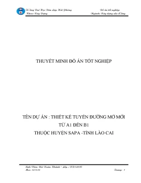 Khoá luận tốt nghiệp thiết kế tuyến đường mở mới từ a1 đến b1 thuộc huyện sapa tỉnh lào cai