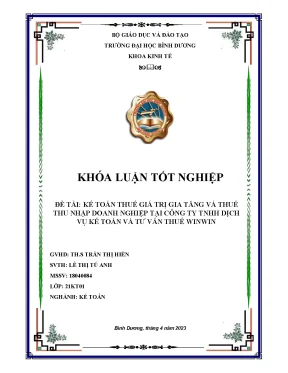 Kế toán thuế giá trị gia tăng và thuế thu nhập doanh nghiệp tại công ty tnhh dịch vụ kế toán và tư vấn thuế win win khóa luận tốt nghiệp