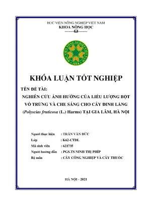 Khóa luận tốt nghiệp nghiên cứu ảnh hưởng của liều lượng bột vỏ trứng và che sáng cho cây đinh lăng polyscias fruticosa l harms tại gia lâm hà nội