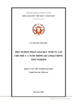 Khóa luận tốt nghiệp một số biện pháp giáo dục tính tự lập cho trẻ 5 6 tuổi thông qua hoạt động trải nghiệm