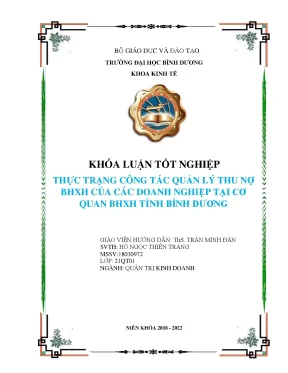 Thực trạng công tác quản lý thu nợ bhxh của các doanh nghiệp tại cơ quan bhxh tỉnh bình dương khóa luận tốt nghiệp