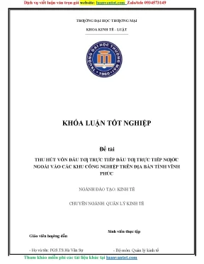 Khóa luận tốt nghiệp thu hút vốn đầu tư nước ngoài vào các khu công nghiệp trên địa bàn tỉnh vĩnh phúc