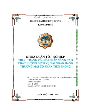 Thực trạng và giải pháp nâng cao chất lượng dịch vụ tại ngân hàng thương mại cổ phần tiên phong khóa luận tốt nghiệp
