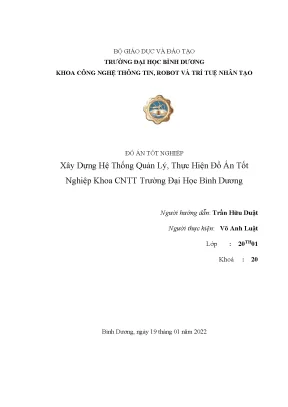 Xây dựng hệ thống quản lý thực hiện đồ án tốt nghiệp khoa cntt của trường đại học bình dương đồ án tốt nghiệp