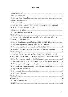 Khoá luận tốt nghiệp đặc điểm và giá trị văn hóa của dân tộc tày tại định hóa thái nguyên hiện trạng và giải pháp