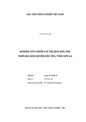 Khóa luận tốt nghiệp nghiên cứu chuỗi giá trị quả sơn tra trên địa bàn huyện bắc yên tỉnh sơn la