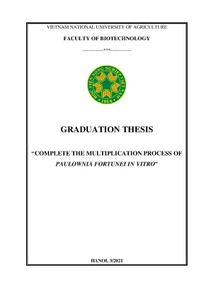 Complete the multiplication process of paulownia fortunei in vitro khóa luận tốt nghiệp