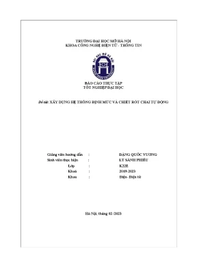 Báo cáo thực tập tốt nghiệp đại học đề tài xây dựng hệ thống định mức và chiết rót chai tự động