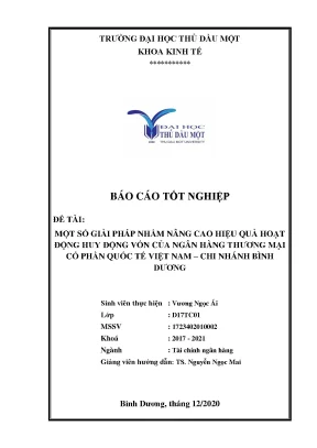 Báo cáo tốt nghiệp một số giải pháp nhằm nâng cao hoạt động huy động vốn tại ngân hàng tmcp quốc tế việt nam chi nhánh bình dương