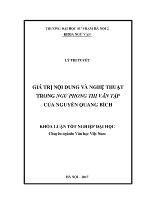 Khóa luận tốt nghiệp giá trị nội dung và nghệ thuật trong ngư phong thi văn tập