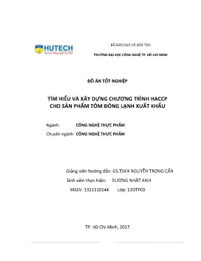 Đồ án tốt nghiệp tìm hiểu và xây dựng chương trình haccp cho sản phẩm tôm đông lạnh xuất khẩu