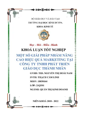 Một số giải pháp nhằm nâng cao hiệu quả marketing tại công ty tnhh phát triển giáo dục thành nhân khóa luận tốt nghiệp