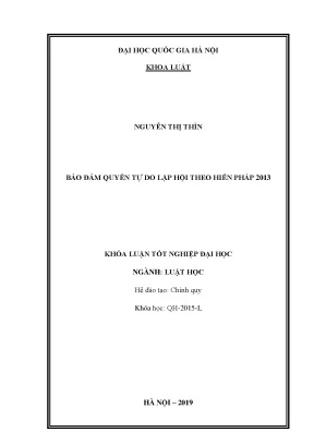 Khóa luận tốt nghiệp luật học bảo đảm quyền tự do lập hội theo hiến pháp 2013