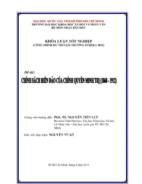 Chính sách biển đảo của chính quyền minh trị 1868 1912 khóa luận tốt nghiệp công trình dự thi giải thưởng euréka 2013