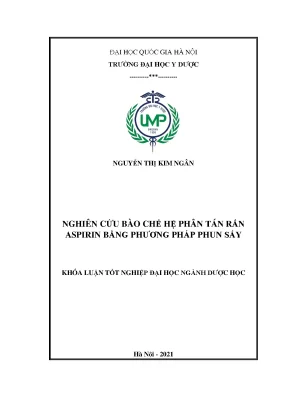 Khóa luận tốt nghiệp nghiên cứu bào chế hệ phân tán rắn aspirin bằng phương pháp phun sấy