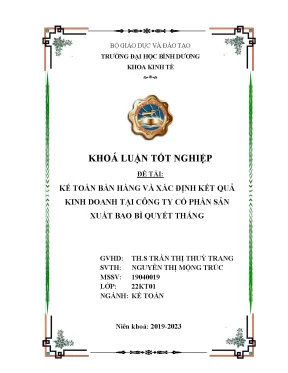Kế toán bán hàng và xác định kết quả kinh doanh tại công ty cổ phần sản xuất bao bì quyết thắng khóa luận tốt nghiệp