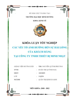 Các yếu tố ảnh hưởng đến sự hài lòng của khách hàng tại công ty tnhh thiết bị minh nhật khóa luận tốt nghiệp
