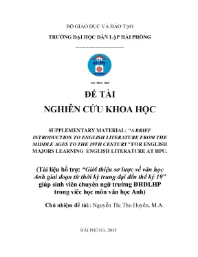 Khoá luận tốt nghiệp supplementary material a brief introduction to english literature from the middle ages to the 19th century for english majors learning english literat