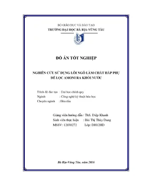 Đồ án tốt nghiệp nghiên cứu sử dụng lõi ngô làm chất hấp thụ để lọc amoni ra khỏi nước