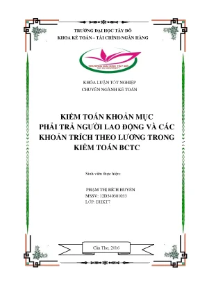 Khóa luận tốt nghiệp kế toán kiểm toán khoản mục phải trả người lao động và các khoản trích theo lương trong kiểm toán bctc