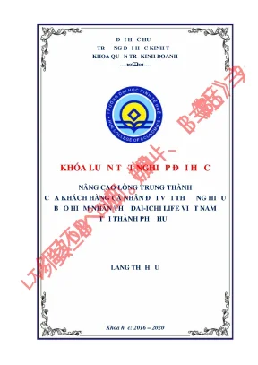 Khóa luận tốt nghiệp nâng cao lòng trung thành của khách hàng cá nhân đối với thương hiệu bảo hiểm nhân thọ dai ichi việt nam tại thành phố huế