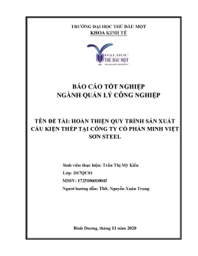 Báo cáo tốt nghiệp quy trình sản xuất cấu kiện thép tại công ty cổ phần minh việt sơn steel