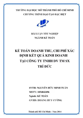 Khóa luận tốt nghiệp kế toán doanh thu chi phí xác định kết quả kinh doanh tại công ty tnhh dv tm sx trí đức1