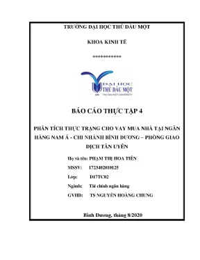 Khóa luận tốt nghiệp phân tích thực trạng cho vay mua nhà tại ngân hàng nam á chi nhánh bình dương phòng giao dịch tân uyên