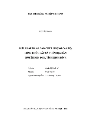 Khóa luận tốt nghiệp giải pháp nâng cao chất lượng cán bộ công chức cấp xã trên địa bàn huyện kim sơn tỉnh ninh bình