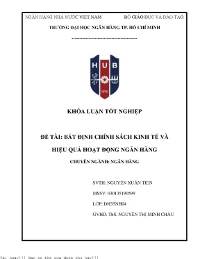 Bất định chính sách kinh tế và hiệu quả hoạt động ngân hàng khóa luận tốt nghiệp đại học