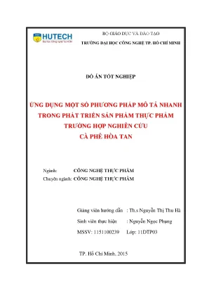 Đồ án tốt nghiệp ứng dụng một số phương pháp mô tả nhanh trong phát triển sản phẩm thực phẩm trường hợp nghiên cứu cà phê hòa tan
