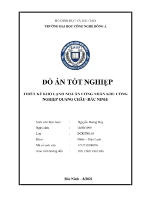 Thiết kế kho lạnh nhà ăn công nhân khu công nghiệp quang châu bắc ninh đồ án tốt nghiệp