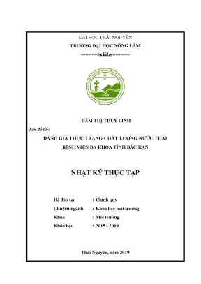 Khóa luận tốt nghiệp đánh giá thực trạng chất lượng nước thải bệnh viện đa khoa tỉnh bắc kạn