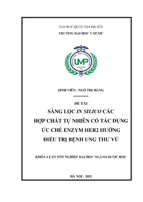 Khóa luận tốt nghiệp sàng lọc in silico các hợp chất trong tự nhiên theo tác dụng ức chế enzym her2 định hướng điều trị ung thư vú