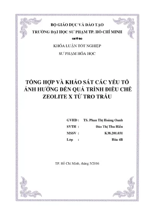 Khoá luận tốt nghiệp sư phạm hoá học tổng hợp và khảo sát các yếu tố ảnh hưởng đến quá trình điều chế zeolite x từ tro trấu
