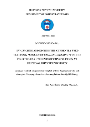 Khoá luận tốt nghiệp evaluating and editing the currently used textbook english of civil engineering for the fourth year students of construction at haiphong private unive