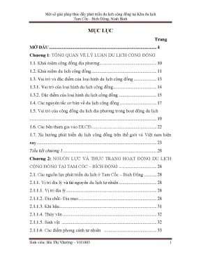 Khoá luận tốt nghiệp một số giải pháp thúc đẩy phát triển du lịch cộng đồng tại khu du lịch tam cốc bích động ninh bình