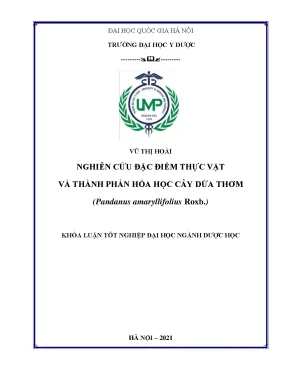 Khóa luận tốt nghiệp nghiên cứu đặc điểm thực vật và thành phần hóa học cây dứa thơm pandanus amaryllifolius roxb