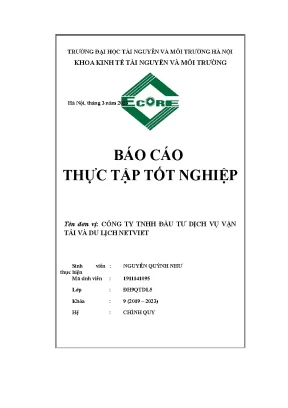 Báo cáo thực tập tốt nghiệp tên đơn vị công ty tnhh đầu tư dịch vụ vận tải và du lịch netviet
