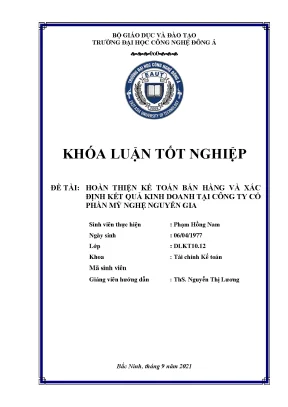 Hoàn thiện kế toán bán hàng và xác định kết quả kinh doanh tại công ty cổ phần mỹ nghệ nguyễn gia khoá luận tốt nghiệp