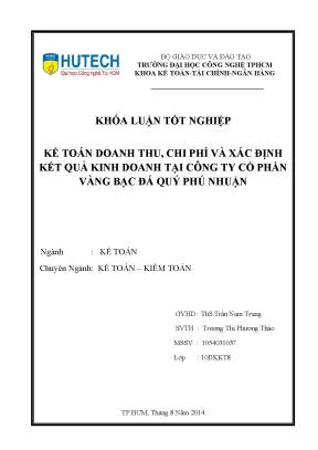 Khóa luận tốt nghiệp kế toán doanh thu chi phí và xác định kết quả kinh doanh tại công ty cổ phần vàng bạc đá quý phú nhuận
