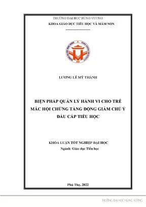 Khóa luận tốt nghiệp biện pháp quản lý hành vi cho trẻ mắc hội chứng tăng động giảm chú ý đầu cấp tiểu học 2