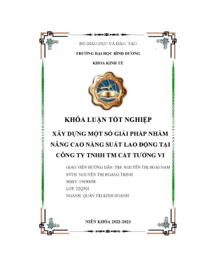 Xây dựng một số giải pháp nhằm nâng cao năng suất lao động tại công ty tnhh tm cát tường vi khóa luận tốt nghiệp