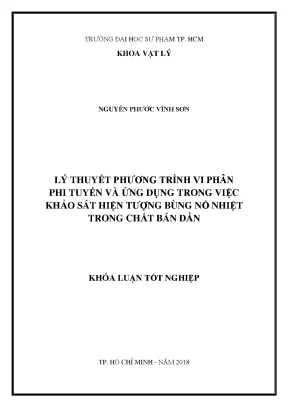 Khoá luận tốt nghiệp lý thuyết phương trình vi phân phi tuyến và ứng dụng trong việc khảo sát hiện tượng bùng nổ nhiệt trong chất bán dẫn