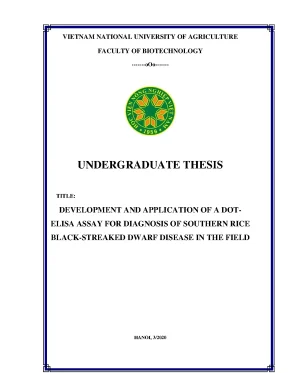 Development and application of a dot elisa assay for diagnosis of southern rice black streaked dwarf sisease in the field khóa luận tốt nghiệp