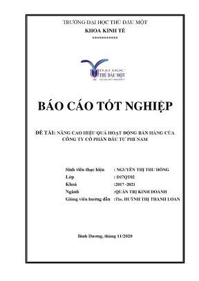 Báo cáo tốt nghiệp nâng cao hiệu quả hoạt động bán hàng của công ty cổ phần đầu tư phi nam