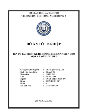 Thiết kế hệ thống cung cấp điện cho một xã nông nghiệp đồ án tốt nghiệp